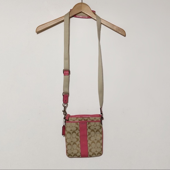 Coach Pink & Tan Crossbody Purse - Picture 2 of 12